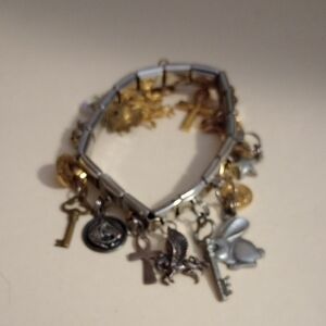 Gold and Silver Stretch Charm Bracelet